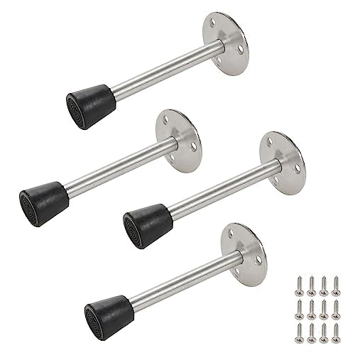 Door Stopper Stainless Steel Wall Floor Mounted Door Stop with Rubber Bumper 120mm/4.7" Length-4pcs - size: 120mm/4.7" 4pcs