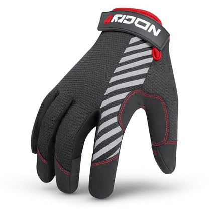 NoCry Utility Gloves for Men with Reinforced Fingers and Thumb Crotch; Double Stitched Palm and Touchscreen Tips; Breathable and Highly Flexible; — Ideal for Mechanics, Construction and Yard Work - size: Large, style: Lite