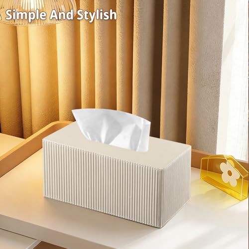PUSU Extra Large Rectangular PU Leather Tissue Box Cover,Tissues Holder - color: Apricot