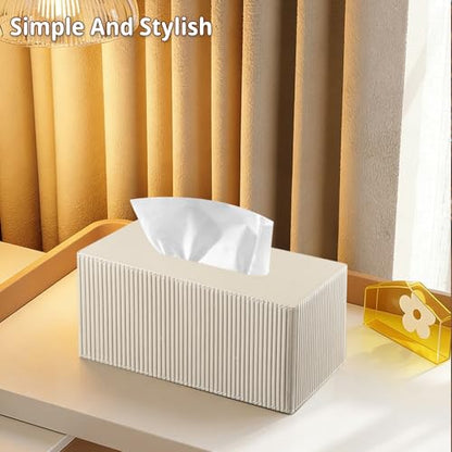 PUSU Extra Large Rectangular PU Leather Tissue Box Cover,Tissues Holder - color: Apricot