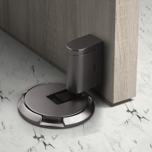 Windproof Door Stopper, Heavy Duty Doorstops, Height Adjustable Mechanical Door Catch Holder Keep Door Open, No Drilling with Screws and Adhesive, 1Pack, Grey - color: Gray