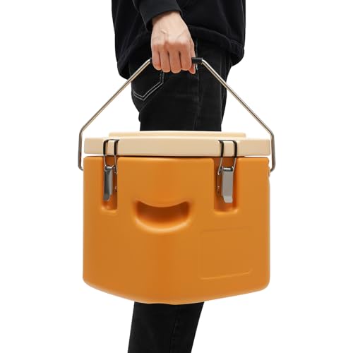 2.5 Gallon Insulated Soup Container Commercial Food Warmer for Hot or Cold Food, Hot Box for Catering, Food Cooler with 4 Buckles, Soup Carrier for Restaurant, Canteen,Home (Yellow) - color: Yellow