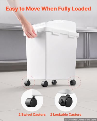VEVOR Rice Storage Container 3 Pack 33 lbs/5.28 Gallons Dog Food Dispenser - size: 5.2 Gallon*3