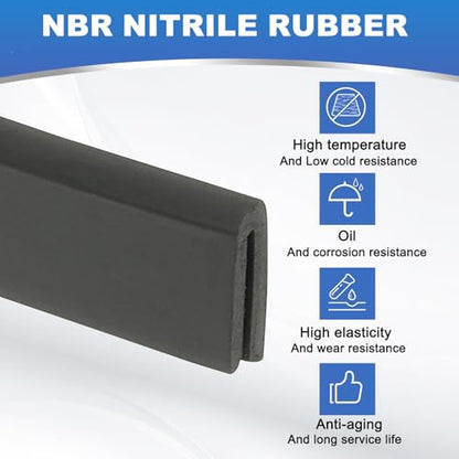 PATIKIL 3/64" Rubber Edge Trim, 6.6 ft Flexible U Channel Flat Bottom - size: 6.6ft x 0.04" x 0.14" x 0.4"