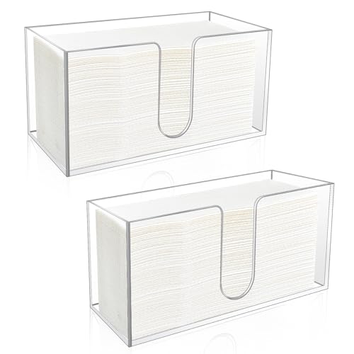 2 Pack Acrylic Paper Towel Holder, Countertop Napkin Dispenser for C-Fold