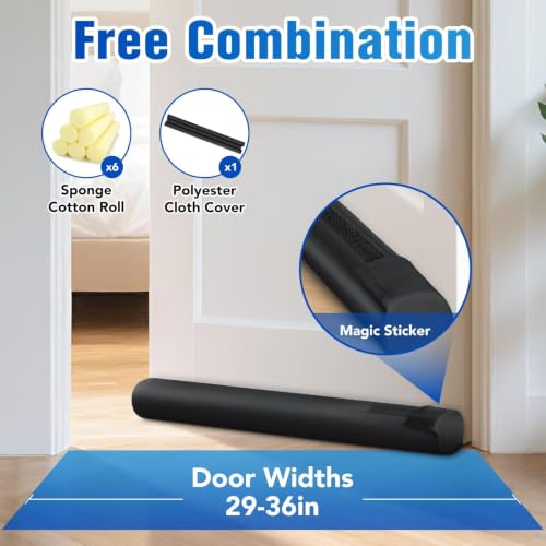 Under Door Draft Stopper, Covers Gap Up to 2.36",36 Inch, Black - color: Black, size: 36 Inch