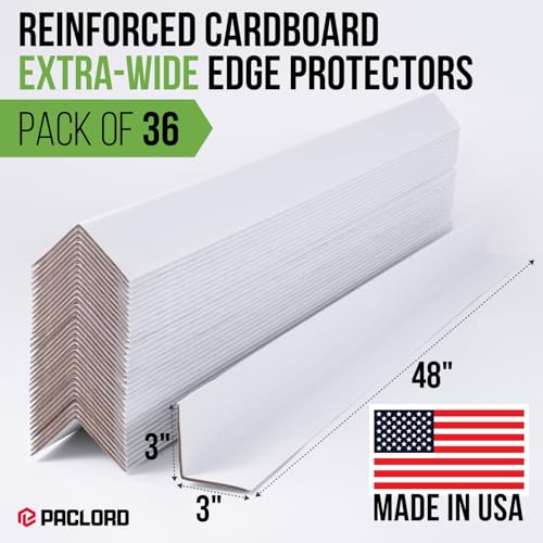 Extra-Wide 48" x 3" x 3" Reinforced Cardboard Edge Protectors - color: Thickness: 0.16", size: Pack of 36