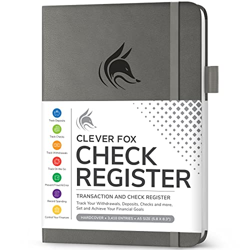 Clever Fox Check Register Book, Checkbook Ledger, 5.8x8.3 Grey - color: Gray, size: A5 (5.8'' x 8.3'')