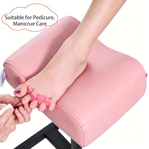 Pedicure Manicure Footrest & Pedicure Stand, Manicure Nail Care Tool, Height Adjustable with Soft Cushion, Non-Slip for Salon, Spa, Home Use, Pink - color: Black & Pink