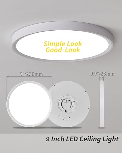 4pack 9 Inch Flush Mount Ceiling Light, 18w Led Ceiling Light, 3000k/4000k/6000k Selectable 1860lm Ceiling Light, Super Slim Led Light Fixture For Bedroom Kitchen Living Dining Room Office - color: White, size: 9Inch-4Pack