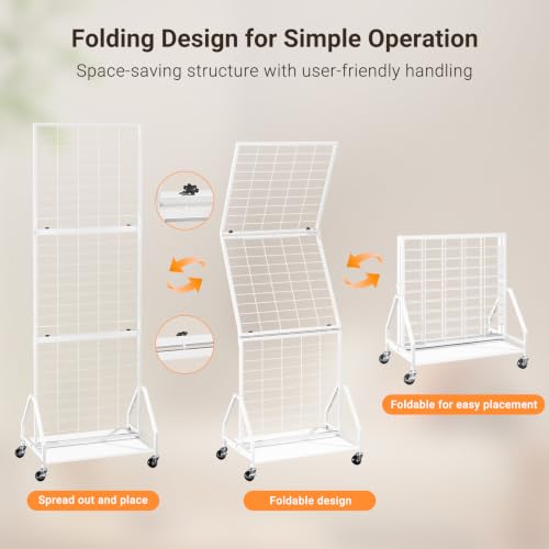 ELYKEN Foldable Grid Wall Panels, 5.7 x 2 FT Movable Gridwall Display Rack - color: White, size: 2'w-1 pack