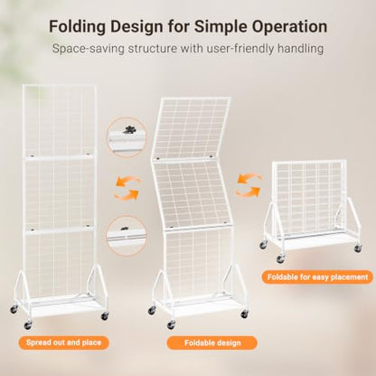 ELYKEN Foldable Grid Wall Panels, 5.7 x 2 FT Movable Gridwall Display Rack - color: White, size: 2'w-1 pack