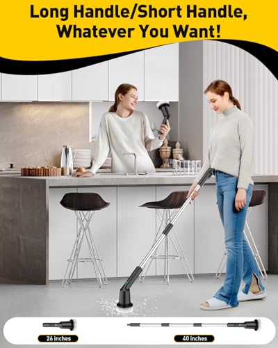 Shower Scrubber with Long Handle, Electric Shower Bathroom Cleaner Brushes - size: 3 Brush Heads