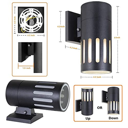 Dusk to Dawn Outdoor Wall Light Fixture, Waterproof Exterior Lights - color: Cylinder (Black B - Dusk to Dawn)