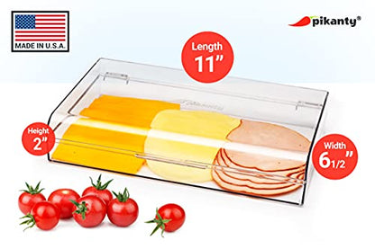 Pikanty Large Deli Meat Container for Refrigerator — Holds 3 Packs of Bacon, Cold Cuts, Sliced Cheese, Ham, Turkey or Salami, Airtight Hinged Lid, Dishwasher and Freezer Safe, Made in USA - style: Deli Keeper