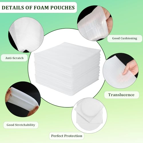 50 Pack Foam Pouches 10x12in, Cushion Foam Wrap for Moving - size: 10x12 inch