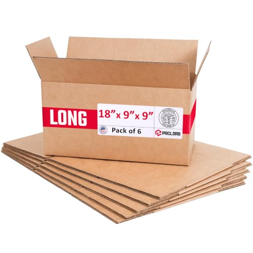 Long Cardboard Boxes 18"L x 9"W x 9"H (Pack of 6) - USA-Made Packing Boxes for Moving, Shipping, or Storage - USPS, UPS, FedEx Approved - Professional Packing Supplies for Moving - color: Pack of 6, size: Long 18x9x9"