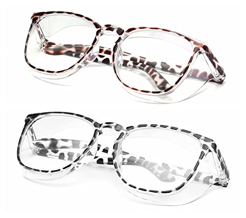 Alsenor Safety Glasses Anti Fog Goggles Protective Eyewear Blue Light Blocking Anti Dust UV Protection Glasses For Men Women (2 Pack(new-leopard+black-leopard)) - color: 2 Pack (New Leopard + Black Leopard)