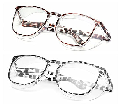 Alsenor Safety Glasses Anti Fog Goggles Protective Eyewear Blue Light Blocking Anti Dust UV Protection Glasses For Men Women (2 Pack(new-leopard+black-leopard)) - color: 2 Pack (New Leopard + Black Leopard)