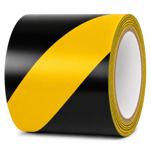 GGR Supplies Black & Yellow Hazard Stripe Tape, 4 inches x 18 Yards - color: Black & Yellow, size: 4 in. x 18 yds. (96mm)