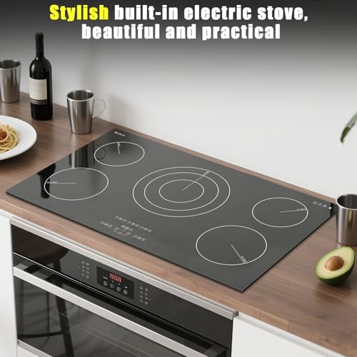 Karinear Electric Cooktop 36 Inch, Upgrade 5 Burners Electric Stove Top - color: 36 inch 5 burners