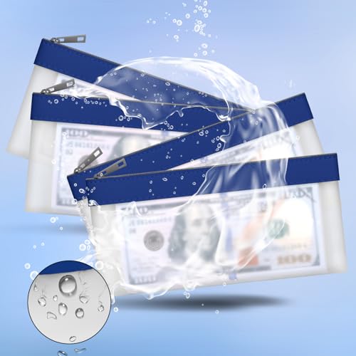 Clear Money Envelopes for Cash Cash Money Bag Pouch 7.6"x3.7" - color: Dark Blue