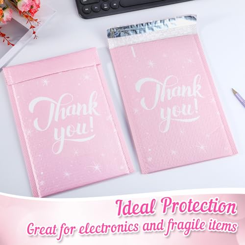 50 Pack Bubble Mailers, 6 x 10 Inch, Pink
