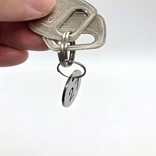Stainless Steel Numbered Tags, Round Metal Key Tags ID Tags with Rings (1-30)