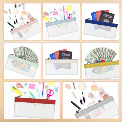 8 Pack Clear Money Envelopes for Cash Money Bag Pouch 7.6x3.7 inch - color: 8 colours