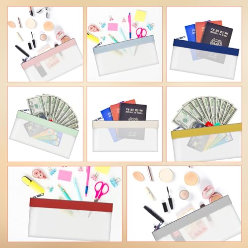 8 Pack Clear Money Envelopes for Cash Money Bag Pouch 7.6x3.7 inch - color: 8 colours