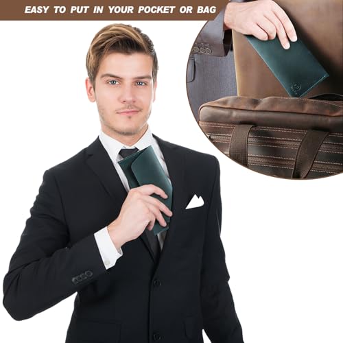 Ringsun Leather Money Cash Envelopes Wallet for Men, Money Bag Pouch Reusable Budget Envelope Wallet, Retro Clutch Wallet, Blue - color: Blue
