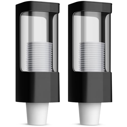 Chengu 2 Pcs Wall Mounted Bathroom Cup Dispenser for 3-5 oz Cups, Black - color: Black