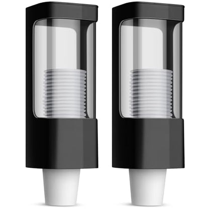 Chengu 2 Pcs Wall Mounted Bathroom Cup Dispenser for 3-5 oz Cups, Black - color: Black