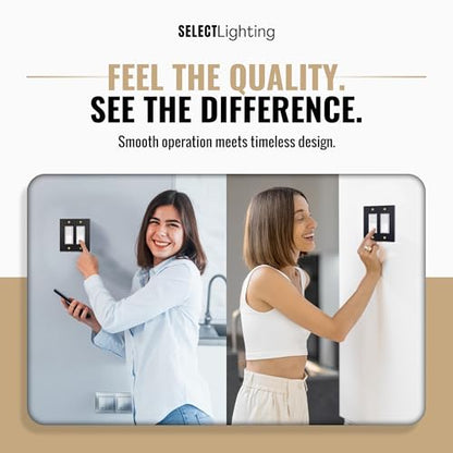 SELECT 2-Gang Solid Brass Wall Plate Cover, Black w/Brass Accessories - color: Black with Brass, size: 2 Gang, style: Wall Plate