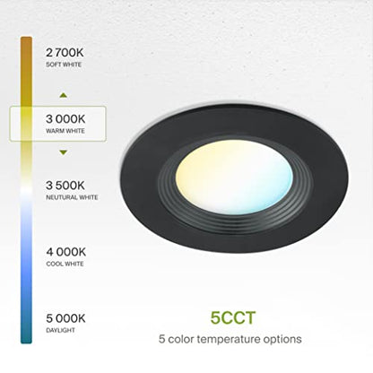 ASD 6 Pack Black Retrofit LED Recessed Lighting 6 Inch - 12W 2700K-5000K 1009LM Can Lights for Ceiling 6 Inch, Dimmable Black Recessed Lights, Baffle Trim Wet Rated Wafer Lights, UL - color: Black Baffle, size: 6 Pack