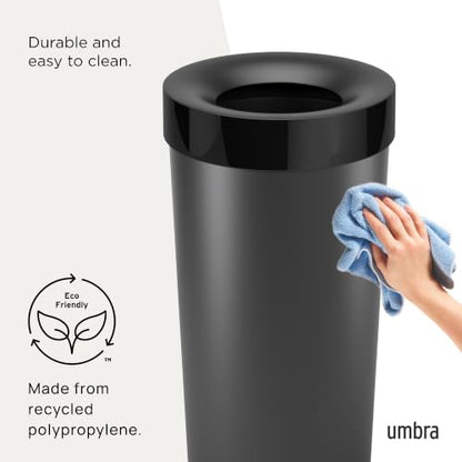 Umbra Vento Kitchen Trash Can, Open Top Bin, 16.5 Gallon, Black - color: Black