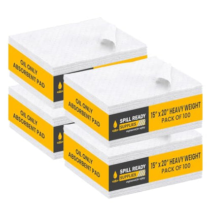 (4 Boxes x 100 Pads) Marine Oil Absorbent Pads 15" x 20" - Heavy Weight - color: 100 Pads - Heavyweight, size: 4