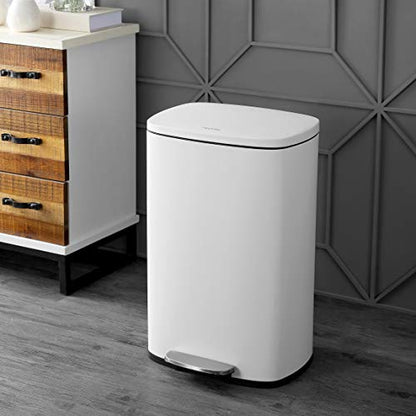 happimess Connor 2-Piece Stainless Steel Trash Can, Cotton White - color: White