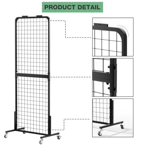 Grid Wall Panels Display Stand - Metal Shelving with 30 Hooks for Vendor Events Art Panels Heavy Duty Floor Standing Movable Detachable Retail Display Stand Wire Grid Tower for Easy Transport(2pcs) - size: 2pcs