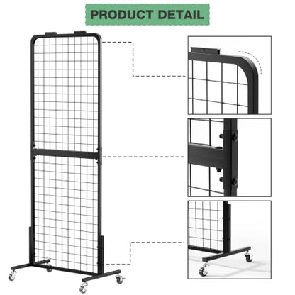 Grid Wall Panels Display Stand - Metal Shelving with 30 Hooks for Vendor Events Art Panels Heavy Duty Floor Standing Movable Detachable Retail Display Stand Wire Grid Tower for Easy Transport(2pcs) - size: 2pcs