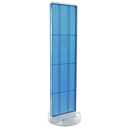 Azar Displays 700780-BLU, TWO-SIDED PEGBOARD FLOOR DISPLAY W/C-CHANNEL SIDES ON REVOLVING ROUND STUDIO BASE. PANEL SIZE: 16"W X 60"H, Blue - color: Blue