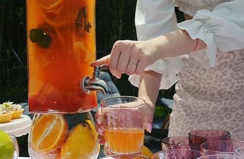 Kook Drink Dispenser, 80 oz, Water Dispenser Countertop, Glass Drink Dispenser, Beverage dispenser, with Leak-Proof Spigot, Clear Rectangular Jar, Storage for Party, Fridge, for Water, Iced Tea - size: Pack of 1
