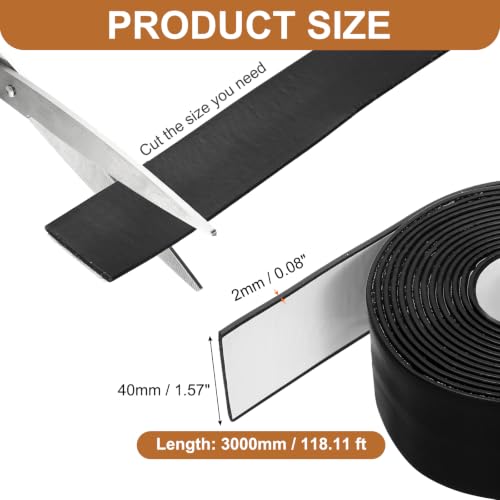 Smoke Fire Seal Strip 9.8Ft 40mm/1.57" Wx 2mm/0.08" T Black - color: Black, size: 9.8FT x 40mm / 1.57" W x 2mm / 0.08" T