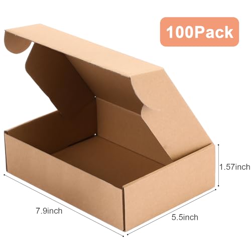 Qilery 100 Pcs 7.87x5.51x1.5'' Shipping Boxes Corrugated - size: 7.87 x 5.51 x 1.57 inches