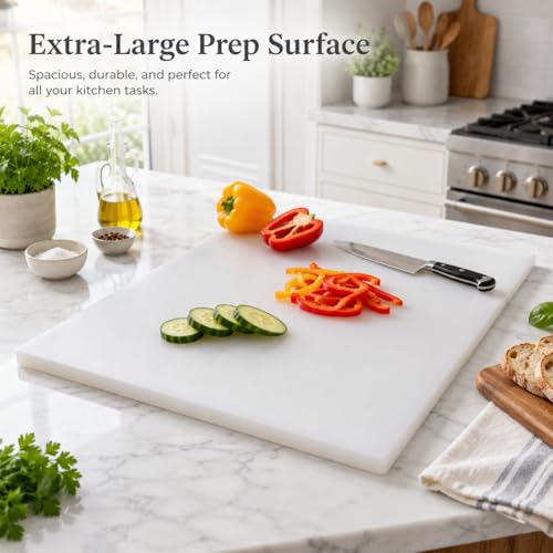 Commercial Cutting Board, Plastic Poly Kitchen Board Dishwasher Safe, Heavy Duty Food Prep Surface for Restaurant Use (30"L x 18"W x 0.57"Th) - color: White, size: 30"L x 18"W