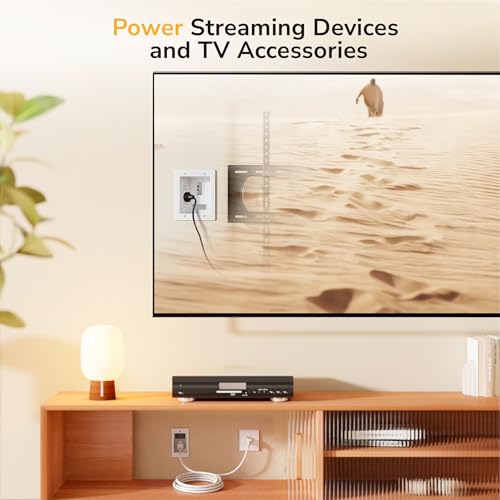 Mount-It! In-Wall TV Cable Management Kit with Power – Triple Outlet, Male Wall Plug and 5ft External & 9ft Behind the Wall Cords, Hand Saw – Easy, Safe Cable Management for TV and Home Theater Setups - style: Triple Outlet – 5ft External / 9ft In-Wall