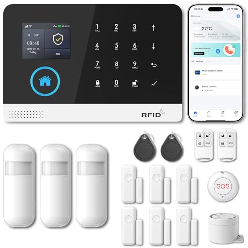 Home Security Systems for House,16Piece Instant App Alerts Alarm System - color: Black & Blue