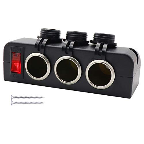3 Socket Cigarette Lighter Splitter 12V Power Outlet Adapter with LED On/Off Switches for Car Rv Truck Marine Boat - color: 3 Socket Splitter