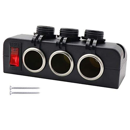 3 Socket Cigarette Lighter Splitter 12V Power Outlet Adapter with LED On/Off Switches for Car Rv Truck Marine Boat - color: 3 Socket Splitter