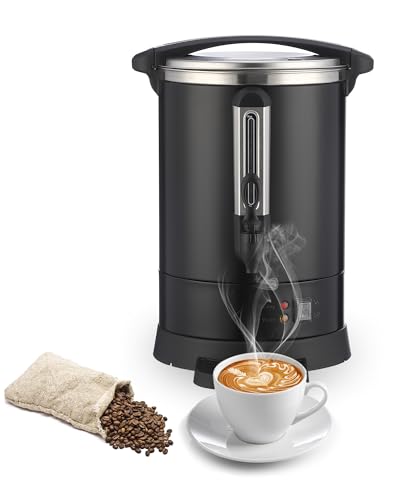 Garvee Commercial Coffee Urn,100 Cup-14 L,Hot Water Dispenser with Percolator, Stainless Steer Hot Beverage Thermos, Easy Two Way Dispenser,Black - color: Black, size: 100 Cups (14 L)